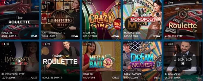 Live Casino offer from Platinum Play Casino