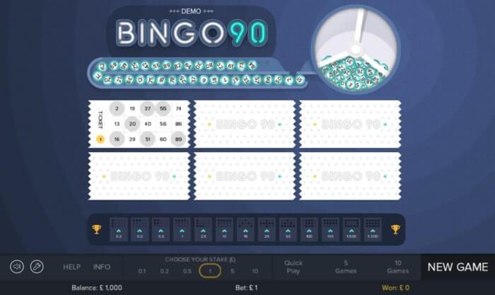 Online Bingo example of the game